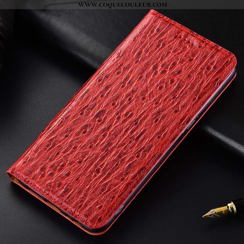 Housse Nokia 1 Plus Cuir Véritable Rouge Étui, Étui Nokia 1 Plus Protection Oiseau