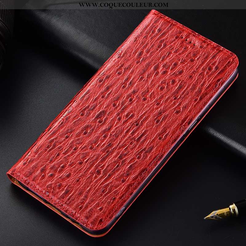 Housse Nokia 1 Plus Cuir Véritable Rouge Étui, Étui Nokia 1 Plus Protection Oiseau