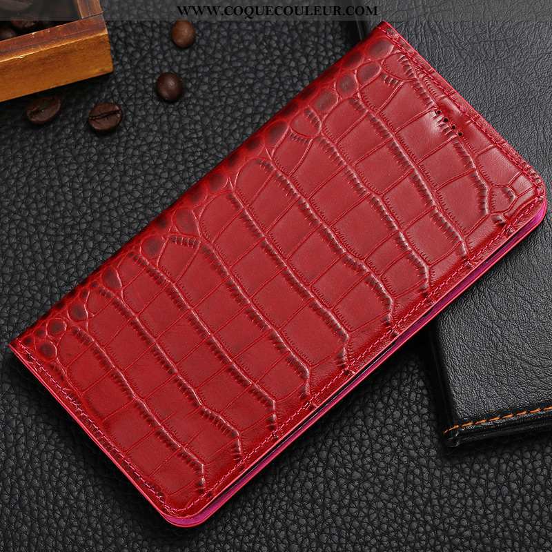 Housse Nokia 2.1 Cuir Véritable Rouge Crocodile, Étui Nokia 2.1 Protection