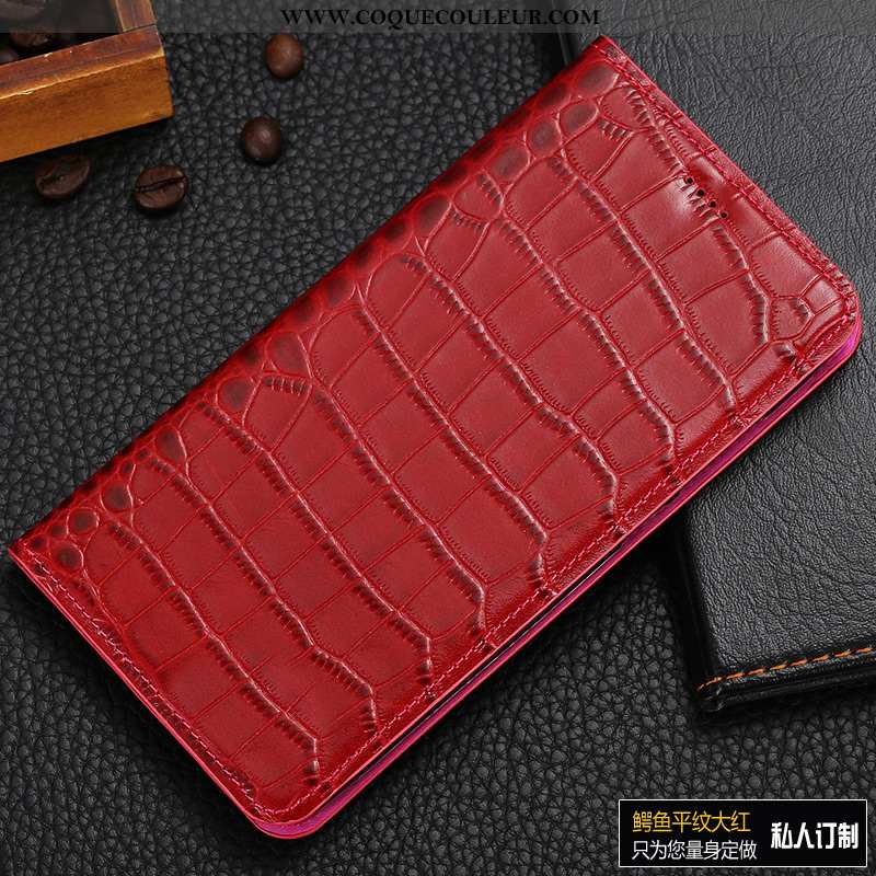 Housse Nokia 2.1 Cuir Véritable Rouge Crocodile, Étui Nokia 2.1 Protection