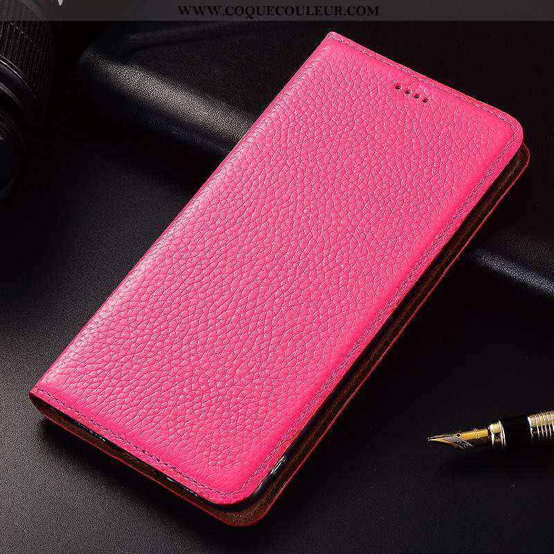 Étui Nokia 2.1 Protection Rouge Téléphone Portable, Coque Nokia 2.1 Cuir Véritable Silicone Rose