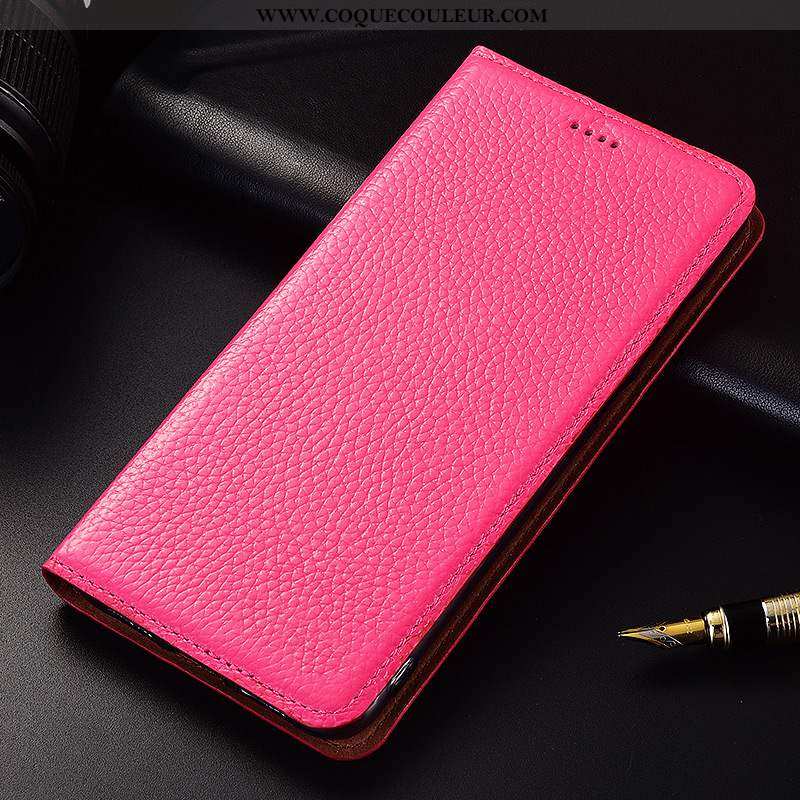 Étui Nokia 2.1 Protection Rouge Téléphone Portable, Coque Nokia 2.1 Cuir Véritable Silicone Rose