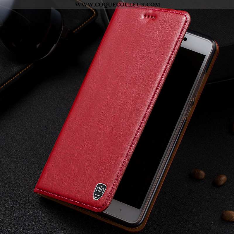 Coque Nokia 2.1 Protection Téléphone Portable, Housse Nokia 2.1 Cuir Véritable Rouge