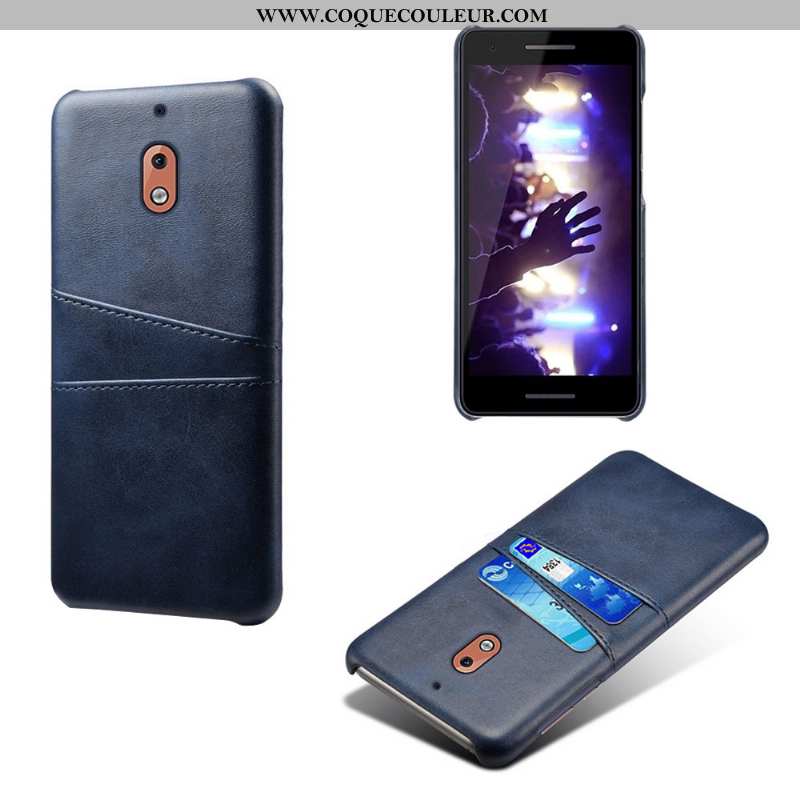 Coque Nokia 2.1 Personnalité Cuir, Housse Nokia 2.1 Vintage Étui Gris