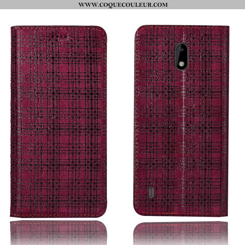 Housse Nokia 2.2 Cuir Véritable Vin Rouge Étui, Étui Nokia 2.2 Protection Coque Bordeaux