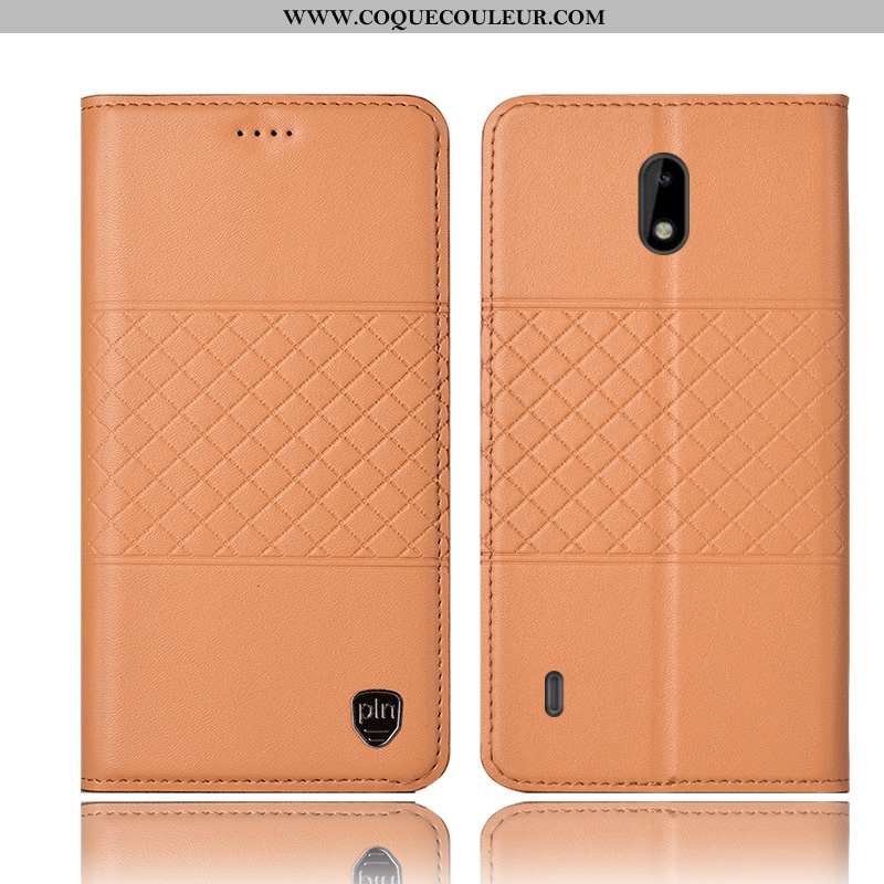 Étui Nokia 2.2 Cuir Véritable Housse Incassable, Coque Nokia 2.2 Protection Jaune