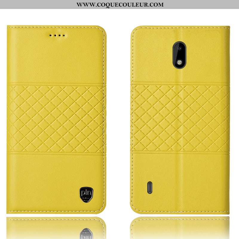 Étui Nokia 2.2 Cuir Véritable Housse Incassable, Coque Nokia 2.2 Protection Jaune