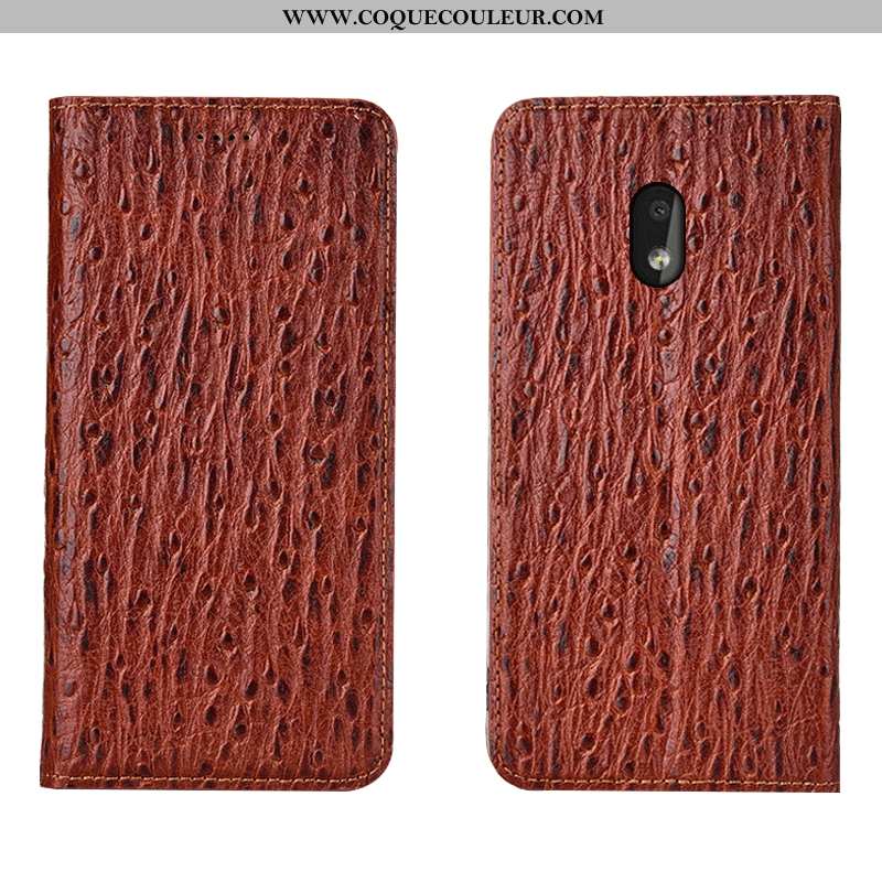 Coque Nokia 2.2 Cuir Véritable Téléphone Portable Coque, Housse Nokia 2.2 Modèle Fleurie Marron