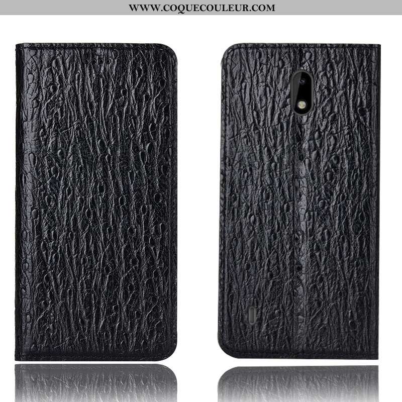 Coque Nokia 2.2 Cuir Véritable Téléphone Portable Coque, Housse Nokia 2.2 Modèle Fleurie Marron