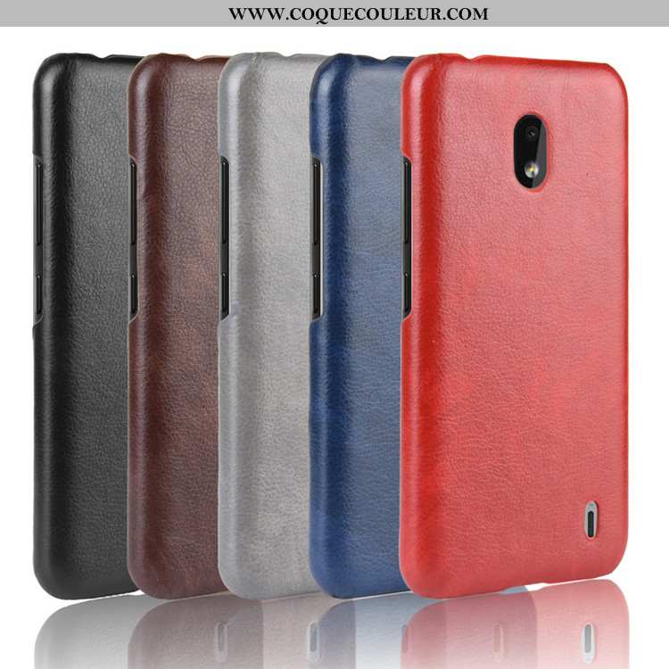 Coque Nokia 2.2 Cuir Protection Litchi, Housse Nokia 2.2 Modèle Fleurie Personnalité Rouge