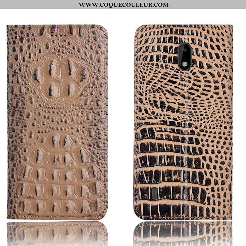 Housse Nokia 2.2 Protection Téléphone Portable Crocodile, Étui Nokia 2.2 Cuir Véritable Bleu