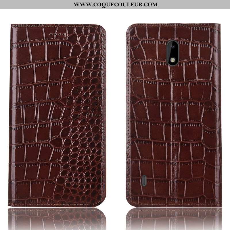 Housse Nokia 2.2 Cuir Véritable Coque, Étui Nokia 2.2 Protection Noir