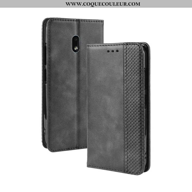 Étui Nokia 2.2 Cuir Portefeuille, Coque Nokia 2.2 Protection Noir