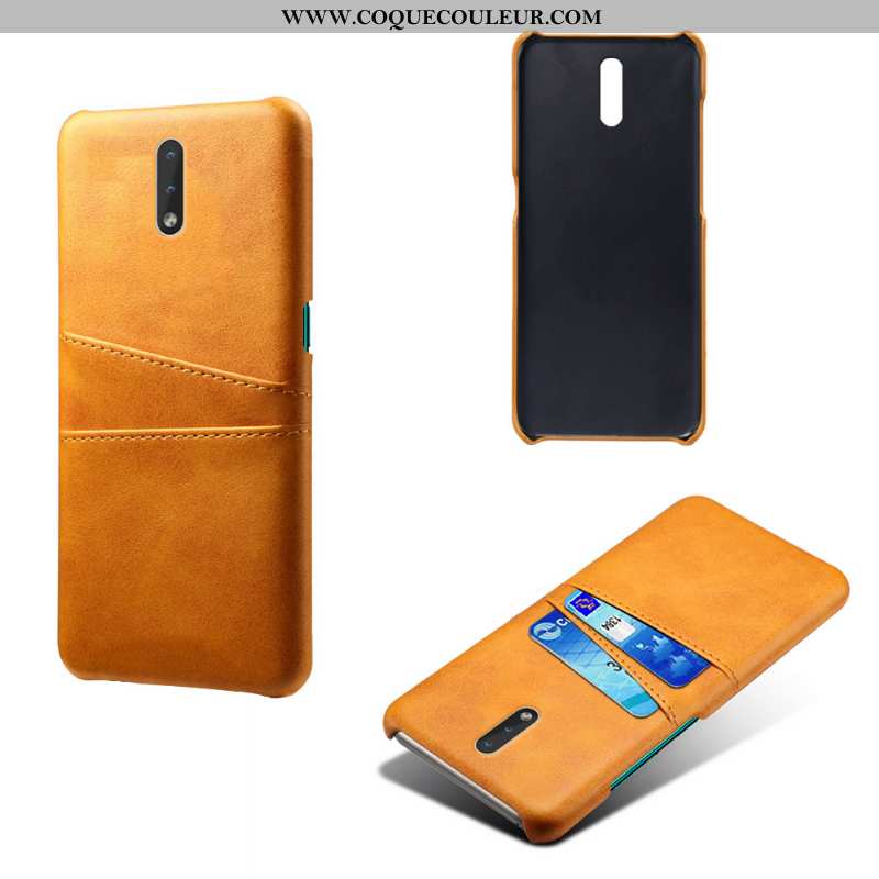 Étui Nokia 2.3 Cuir Carte Jaune, Coque Nokia 2.3 Protection Jaune