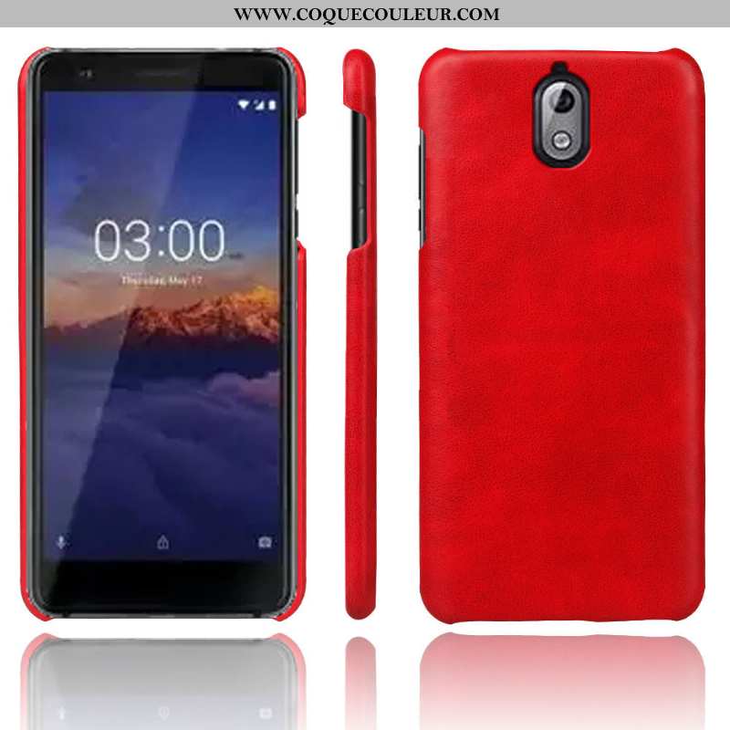 Étui Nokia 3.1 Vintage Protection Incassable, Coque Nokia 3.1 Tendance Téléphone Portable Rouge