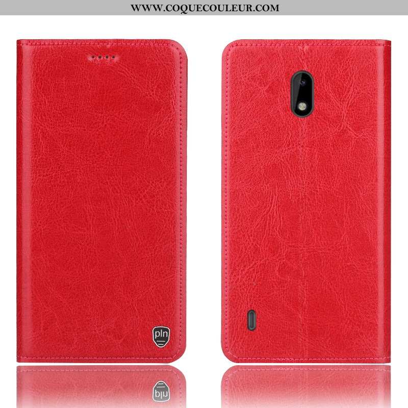 Housse Nokia 3.1 Cuir Véritable Étui Coque, Nokia 3.1 Modèle Fleurie Bleu Foncé