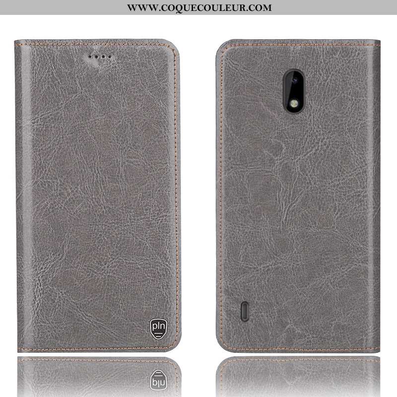 Housse Nokia 3.1 Cuir Véritable Étui Coque, Nokia 3.1 Modèle Fleurie Bleu Foncé