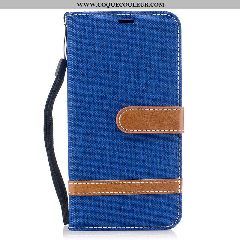 Housse Nokia 3.1 Portefeuille Étui En Denim, Nokia 3.1 Protection Bleu Marin Bleu Foncé