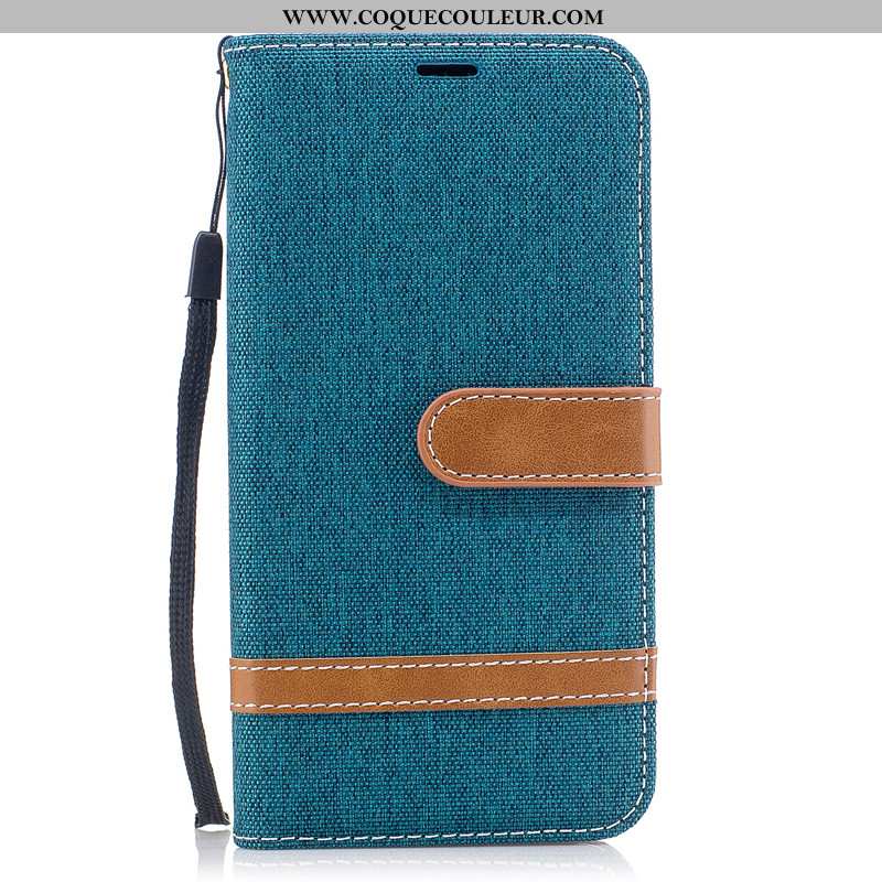 Housse Nokia 3.1 Portefeuille Étui En Denim, Nokia 3.1 Protection Bleu Marin Bleu Foncé