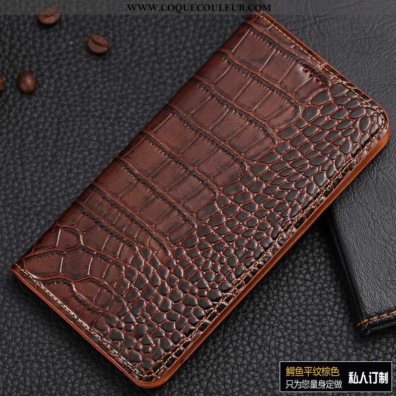 Housse Nokia 3.1 Cuir Véritable Étui Coque, Nokia 3.1 Protection Crocodile Bleu