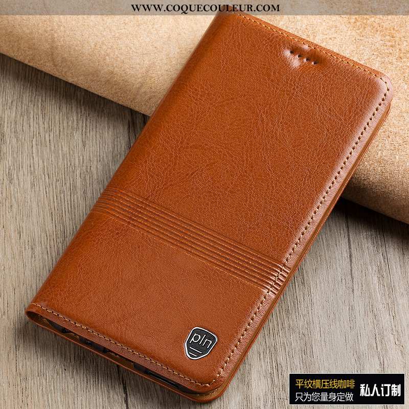 Étui Nokia 3.1 Plus Cuir Véritable Coque, Coque Nokia 3.1 Plus Protection Marron