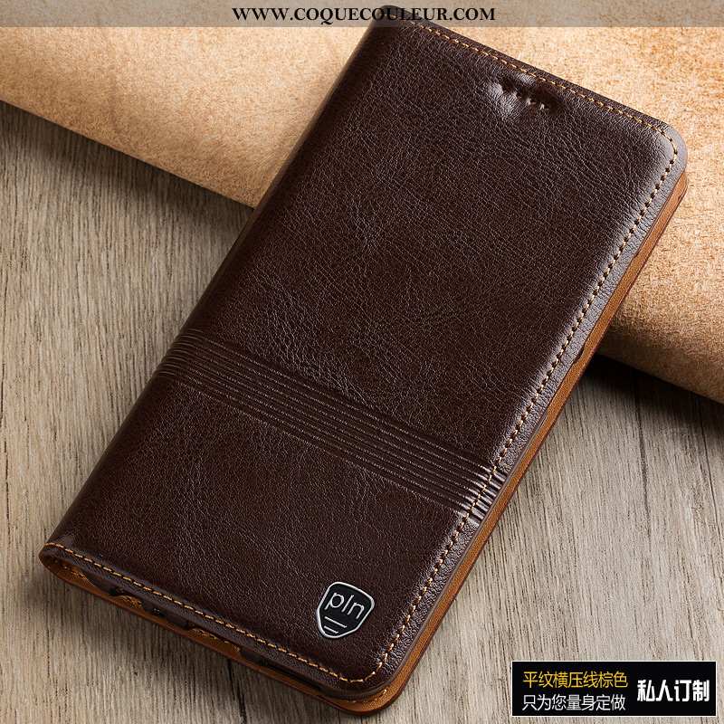 Étui Nokia 3.1 Plus Cuir Véritable Coque, Coque Nokia 3.1 Plus Protection Marron