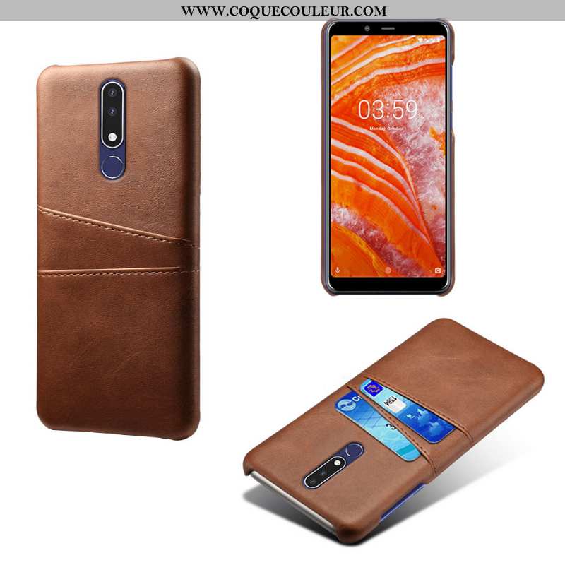 Coque Nokia 3.1 Plus Protection Marron Étui, Housse Nokia 3.1 Plus Téléphone Portable