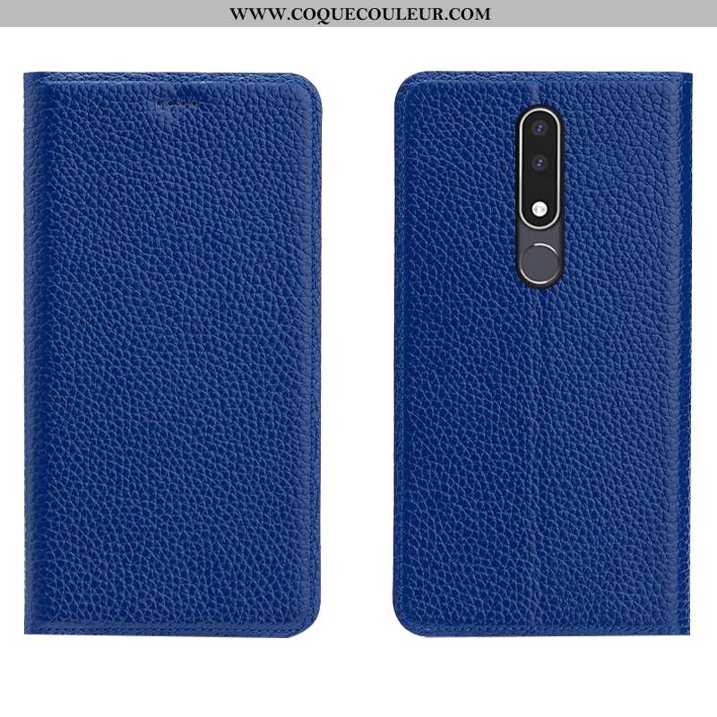 Coque Nokia 3.1 Plus Cuir Véritable Tout Compris Téléphone Portable, Housse Nokia 3.1 Plus Modèle Fl