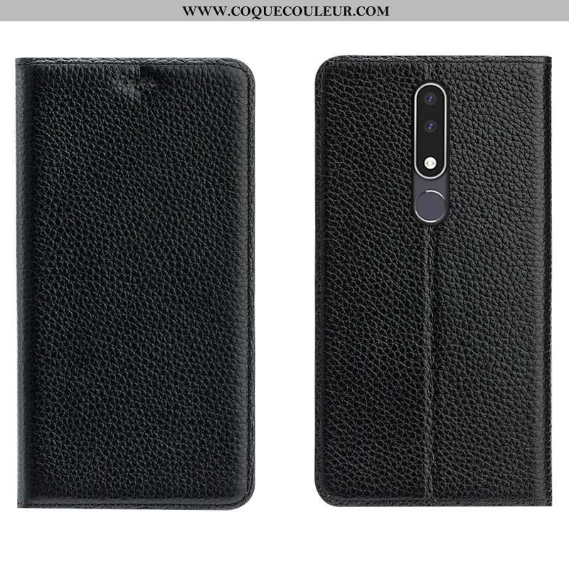 Coque Nokia 3.1 Plus Cuir Véritable Tout Compris Téléphone Portable, Housse Nokia 3.1 Plus Modèle Fl