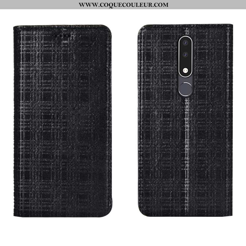 Housse Nokia 3.1 Plus Protection Velours Téléphone Portable, Étui Nokia 3.1 Plus Cuir Véritable Gris