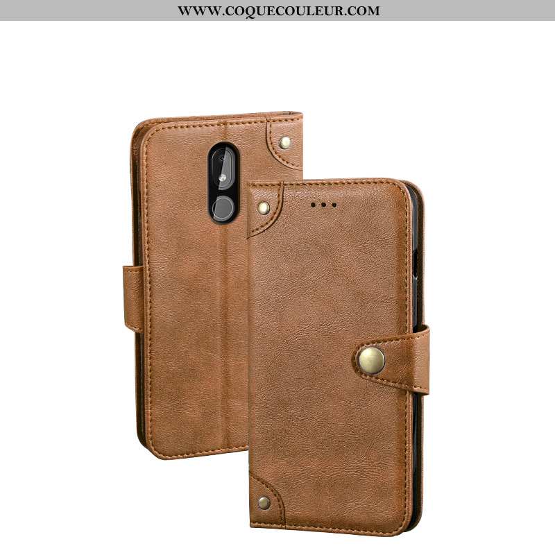 Housse Nokia 3.2 Tendance Téléphone Portable Kaki, Étui Nokia 3.2 Cuir Protection Khaki