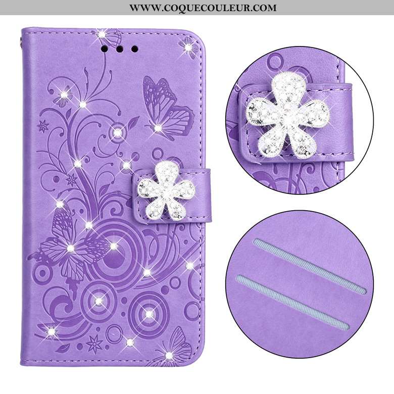 Étui Nokia 3.2 Cuir Téléphone Portable, Coque Nokia 3.2 Fluide Doux Clamshell Violet