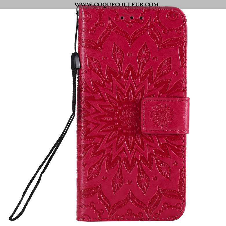 Étui Nokia 3.2 Protection Téléphone Portable Rouge, Coque Nokia 3.2 Cuir Rouge