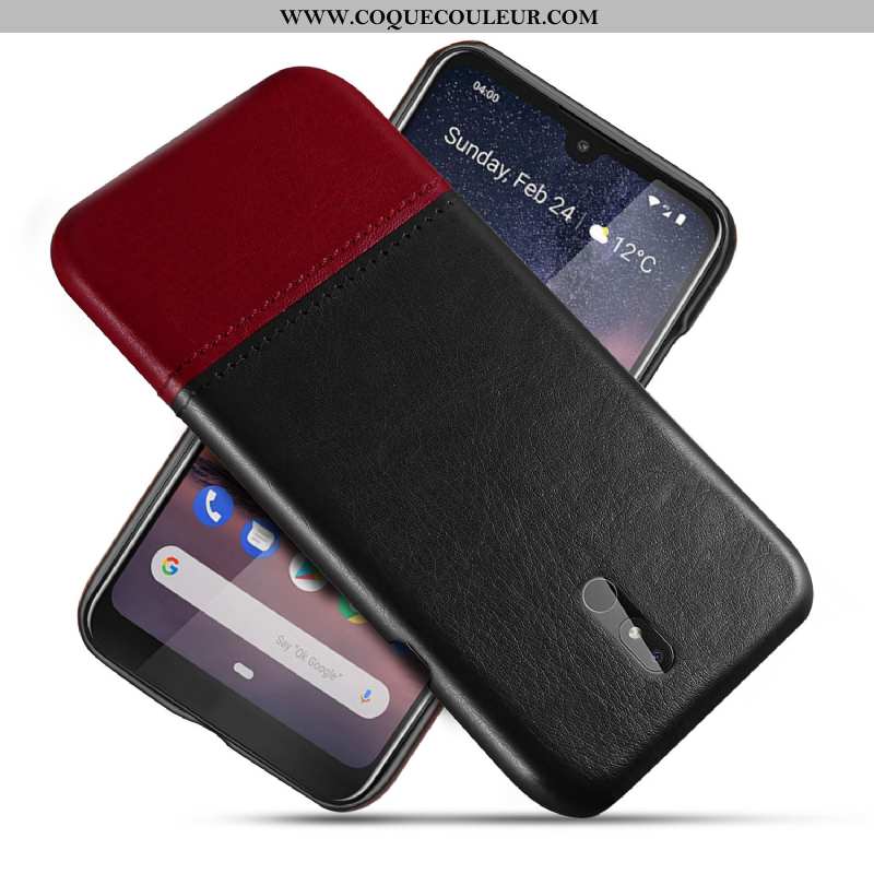 Étui Nokia 3.2 Cuir Difficile Rouge, Coque Nokia 3.2 Modèle Fleurie Rouge