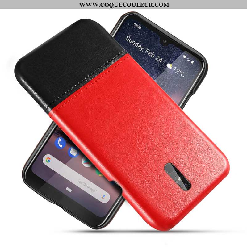 Étui Nokia 3.2 Cuir Difficile Rouge, Coque Nokia 3.2 Modèle Fleurie Rouge