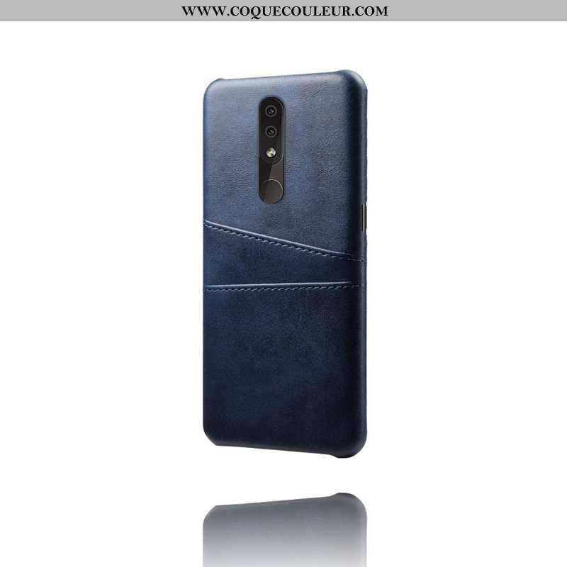 Coque Nokia 4.2 Cuir Carte Incassable, Housse Nokia 4.2 Protection Téléphone Portable Bleu Foncé