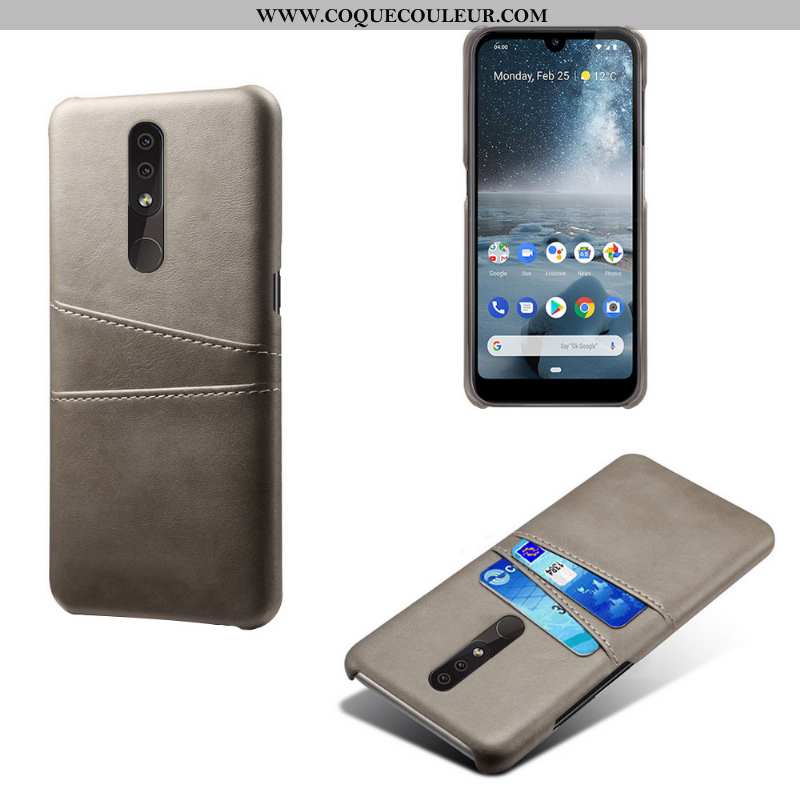 Coque Nokia 4.2 Cuir Carte Incassable, Housse Nokia 4.2 Protection Téléphone Portable Bleu Foncé