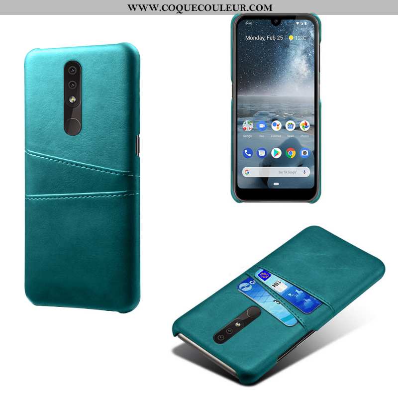 Coque Nokia 4.2 Cuir Carte Incassable, Housse Nokia 4.2 Protection Téléphone Portable Bleu Foncé