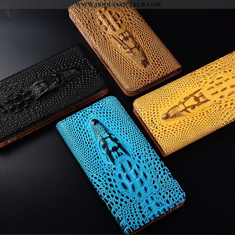 Coque Nokia 4.2 Protection Housse Crocodile, Nokia 4.2 Cuir Véritable Jaune