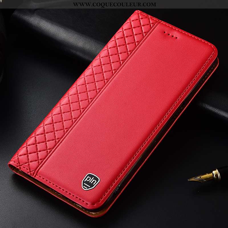 Coque Nokia 4.2 Cuir Véritable Étui Téléphone Portable, Housse Nokia 4.2 Protection Rouge