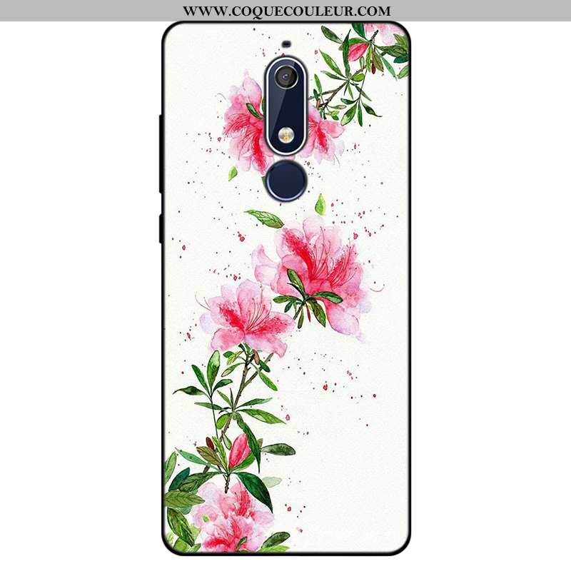 Housse Nokia 5.1 Fluide Doux Simple Art, Étui Nokia 5.1 Silicone Téléphone Portable Rose