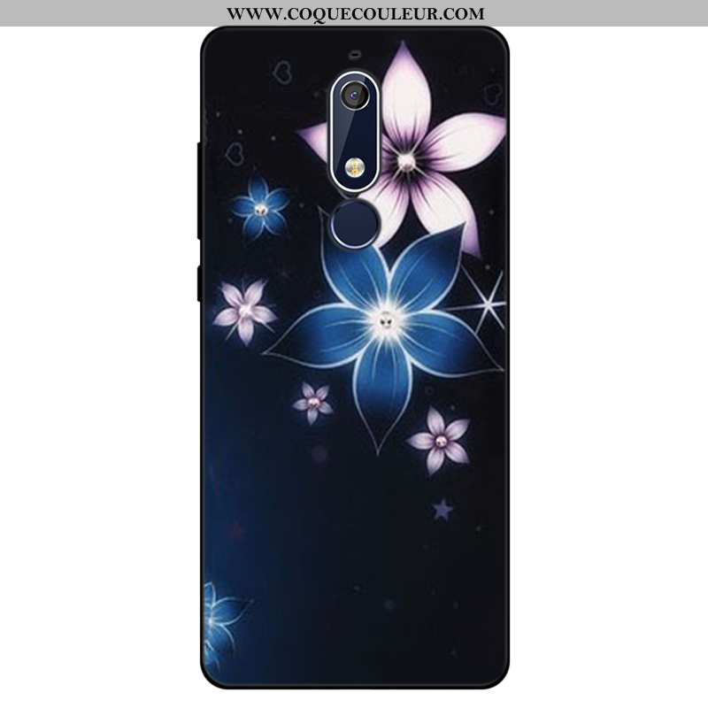 Housse Nokia 5.1 Fluide Doux Simple Art, Étui Nokia 5.1 Silicone Téléphone Portable Rose