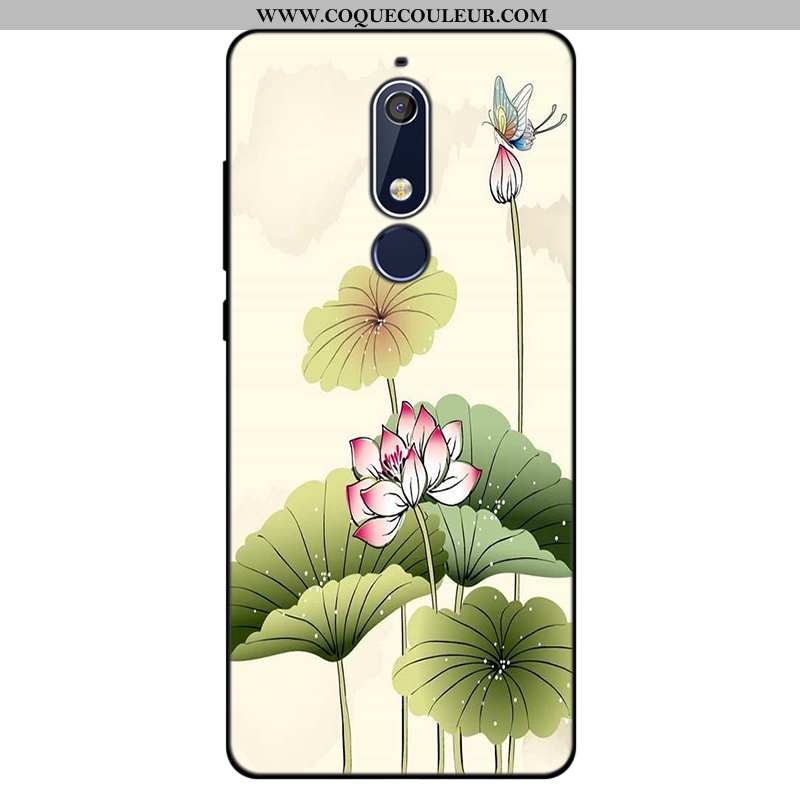 Housse Nokia 5.1 Fluide Doux Simple Art, Étui Nokia 5.1 Silicone Téléphone Portable Rose