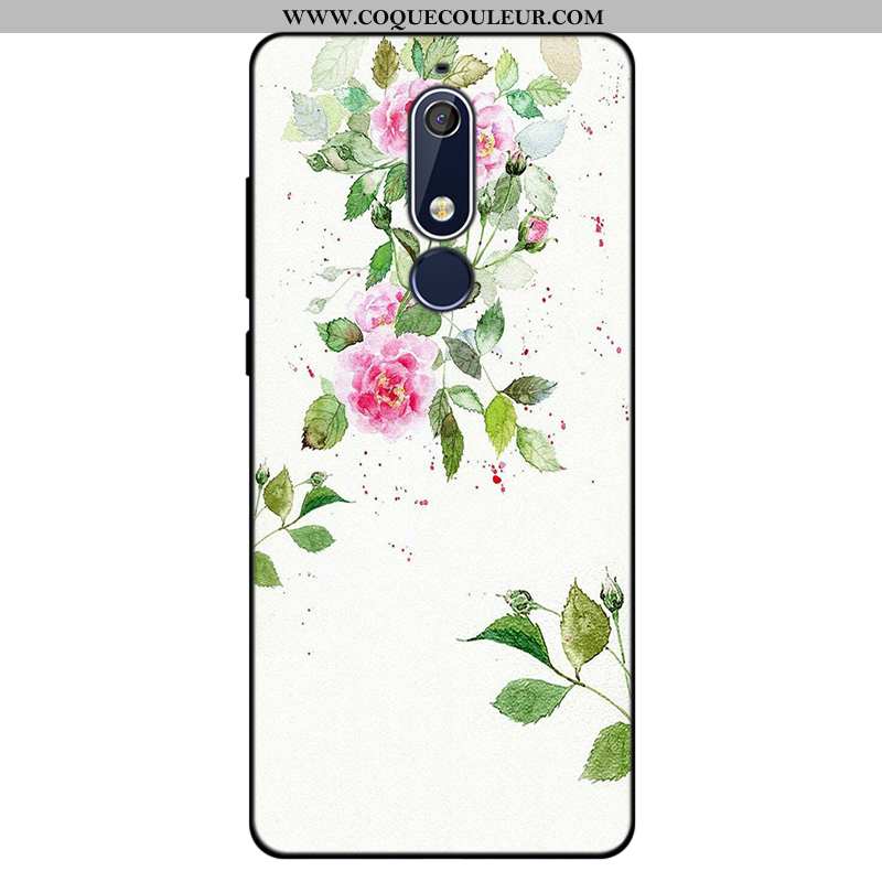 Housse Nokia 5.1 Fluide Doux Simple Art, Étui Nokia 5.1 Silicone Téléphone Portable Rose