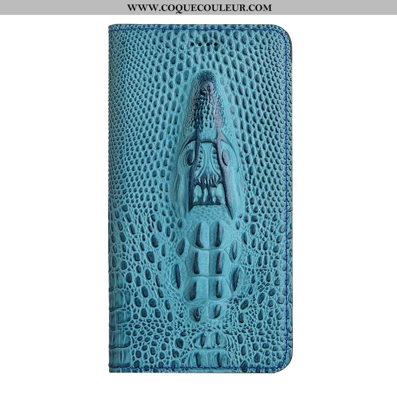 Coque Nokia 5.1 Protection Étui Téléphone Portable, Housse Nokia 5.1 Cuir Véritable Bleu