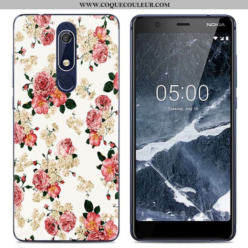 Coque Nokia 5.1 Dessin Animé Rose Fluide Doux, Housse Nokia 5.1 Tendance Transparent