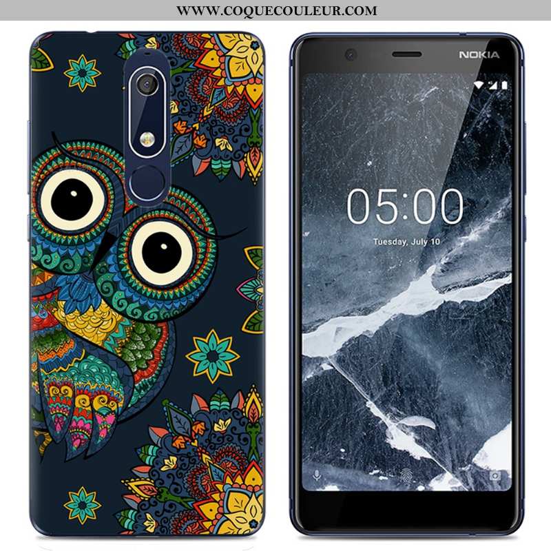 Coque Nokia 5.1 Dessin Animé Rose Fluide Doux, Housse Nokia 5.1 Tendance Transparent