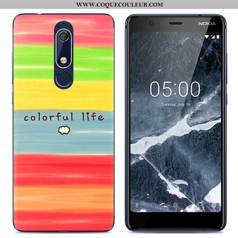 Coque Nokia 5.1 Dessin Animé Rose Fluide Doux, Housse Nokia 5.1 Tendance Transparent