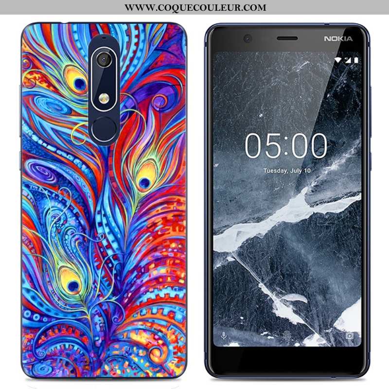 Coque Nokia 5.1 Dessin Animé Rose Fluide Doux, Housse Nokia 5.1 Tendance Transparent