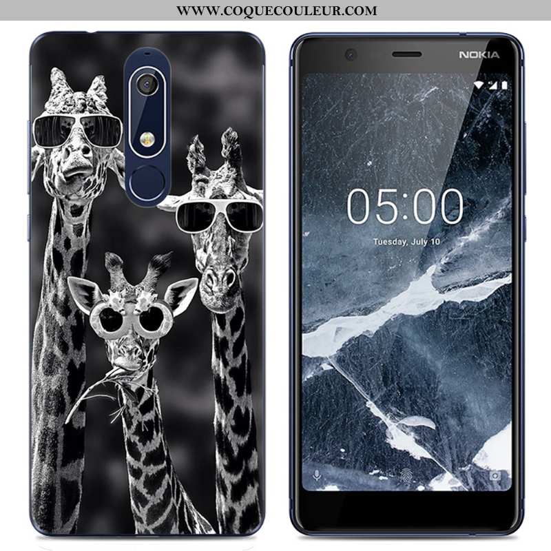 Coque Nokia 5.1 Dessin Animé Rose Fluide Doux, Housse Nokia 5.1 Tendance Transparent